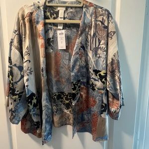 NWT Chico’s Travel Collection Patchwork Print Jacket. Size 2 Large L